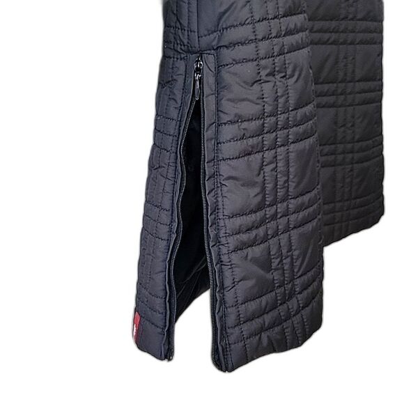 LEVI'S Black Plaid Quilted Long Puffer Coat Jacket size XS Neutral Warm Winter - Picture 12 of 16